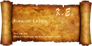 Kuncze Erika névjegykártya